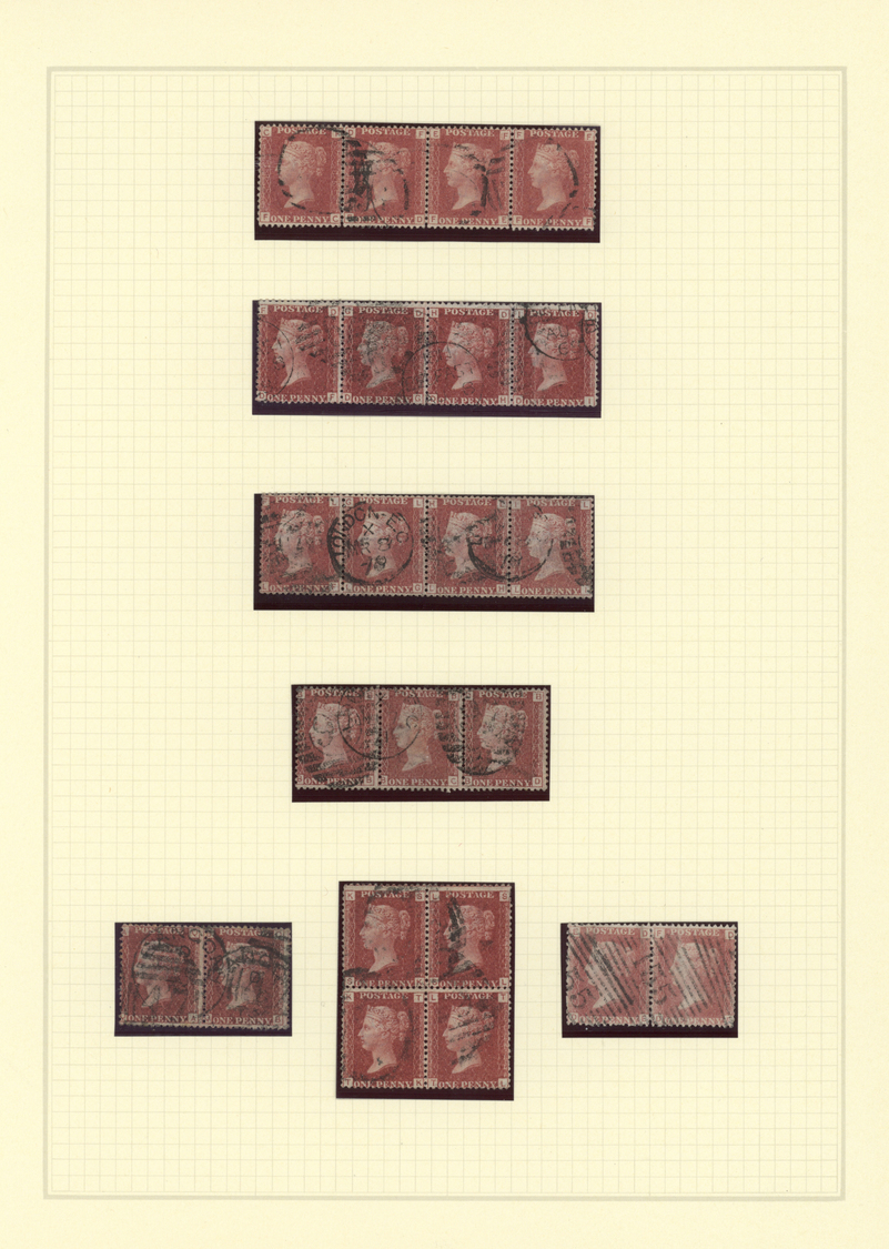 O Großbritannien: 1854/1871, specialised collection of UNITS of the 1 d. red perf. (SG ex 17/43; Mi. 8