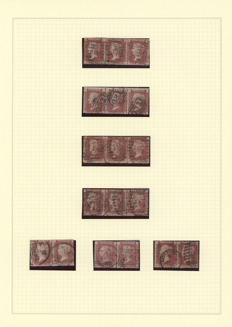 O Großbritannien: 1854/1871, specialised collection of UNITS of the 1 d. red perf. (SG ex 17/43; Mi. 8