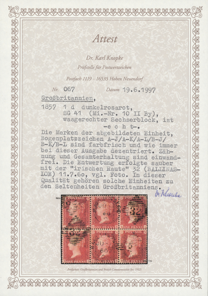 O Großbritannien: 1854/1871, specialised collection of UNITS of the 1 d. red perf. (SG ex 17/43; Mi. 8