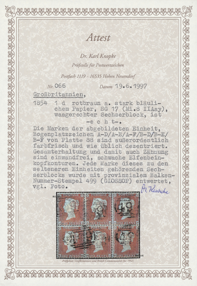 O Großbritannien: 1854/1871, specialised collection of UNITS of the 1 d. red perf. (SG ex 17/43; Mi. 8