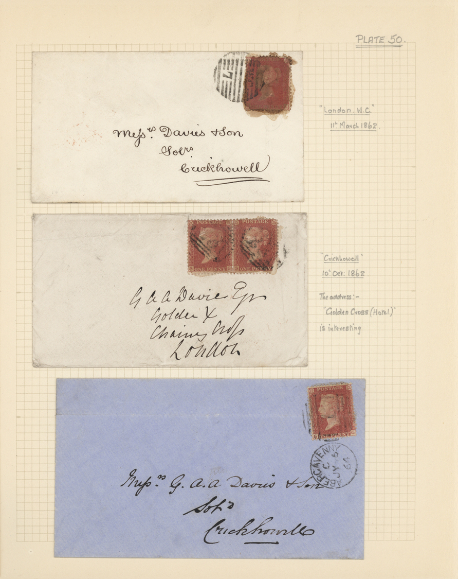 O/Brfst/Br Großbritannien: 1855/1862 (ca.), Specialised Collection Of Apprx. 580 Stamps Of 1d. Red Perforated, - Other & Unclassified