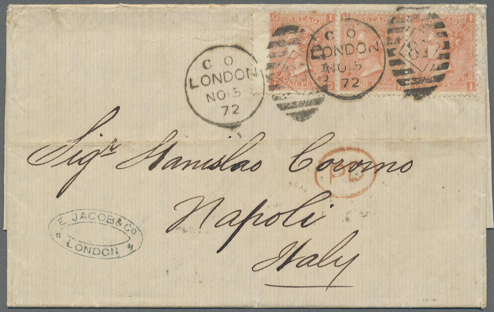 Br Großbritannien: 1859/1873, Lot Of Nine Better Covers (single Lots) Bearing Frankings Of The Surface - Other & Unclassified