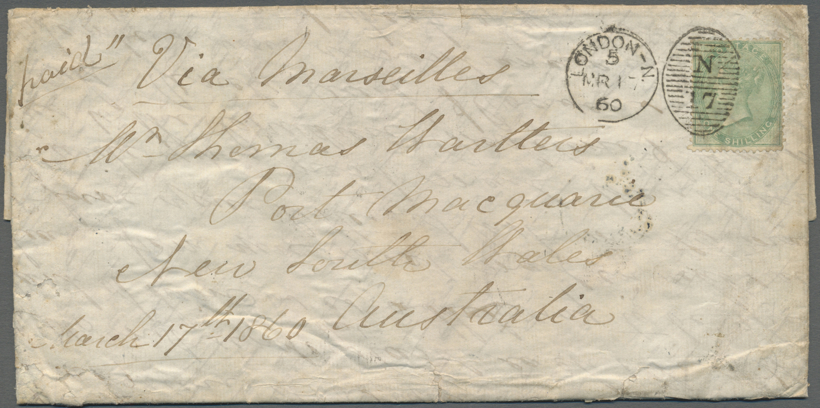 Br Großbritannien: 1859/1871 (ca.), Unusual Group With 7 Covers Addressed To New South Wales Incl. Diff - Other & Unclassified