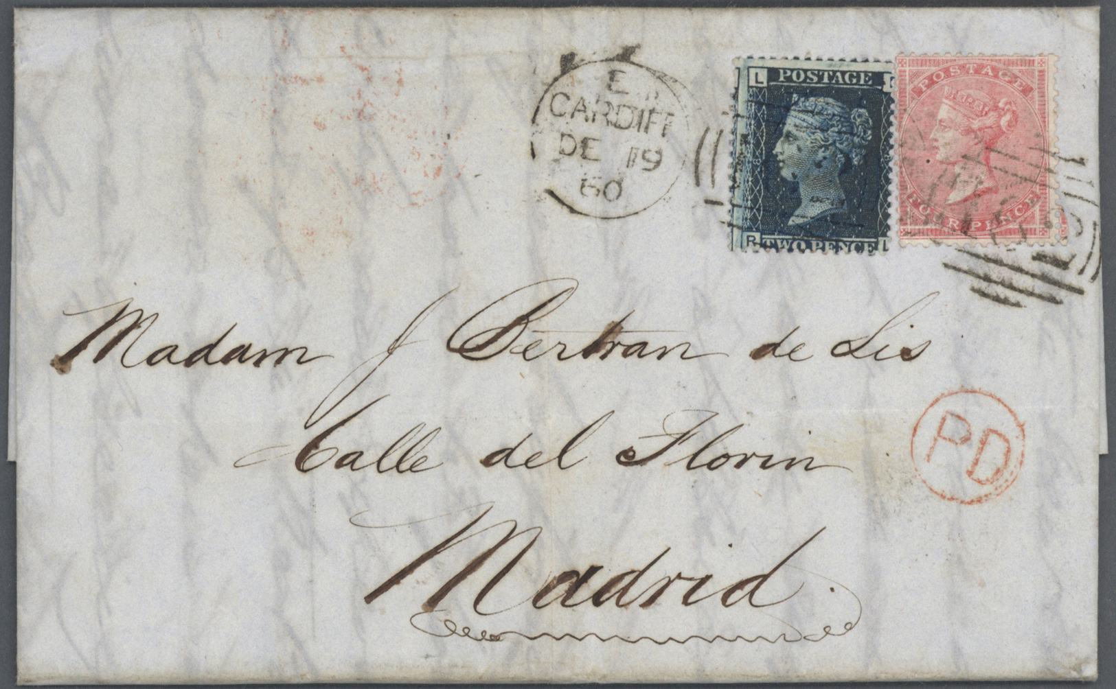 Br Großbritannien: 1859/1865 (ca.), Ca. 20 Folded Letters From Different Cities In Britain To Spain Wit - Other & Unclassified