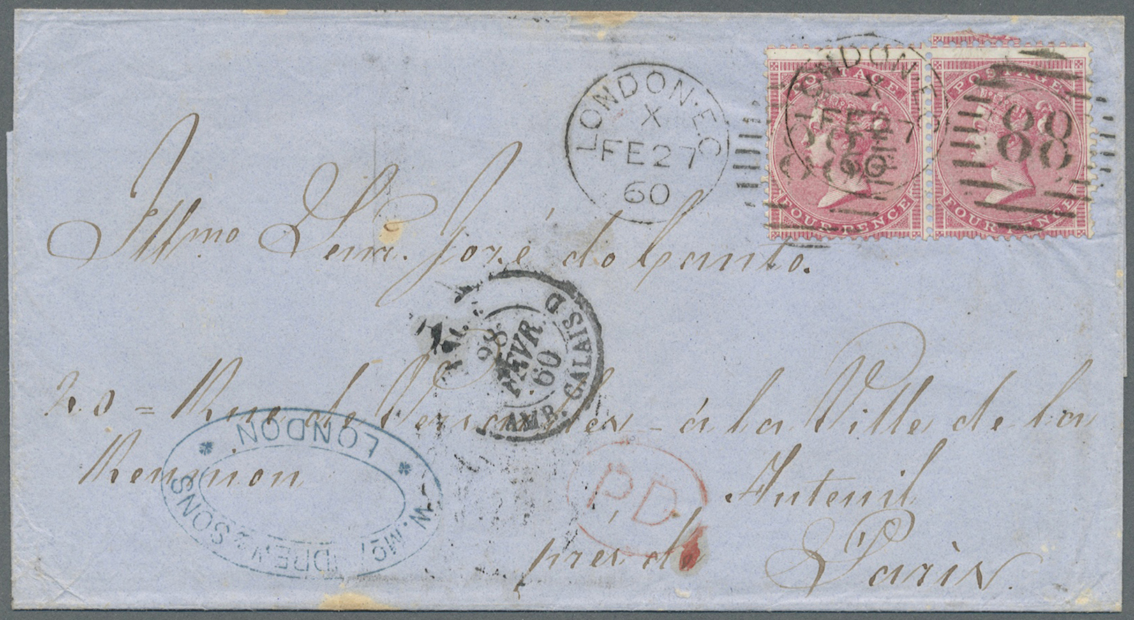 Br Großbritannien: 1860/1882, Lot Of Eight Better Covers (single Lots) Bearing Frankings Of The Surface - Other & Unclassified