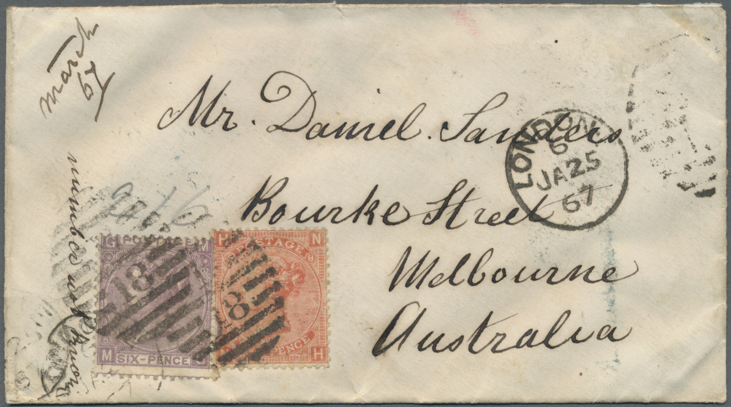 Br Großbritannien: 1863/1868 (ca.), Unusual Group With 8 Covers Addressed To Victoria/Australia All At - Other & Unclassified