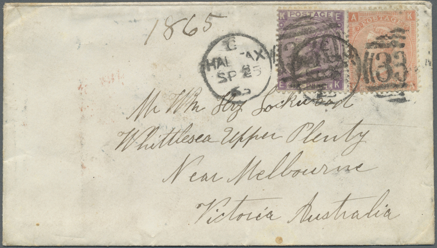 Br Großbritannien: 1863/1868 (ca.), Unusual Group With 8 Covers Addressed To Victoria/Australia All At - Other & Unclassified