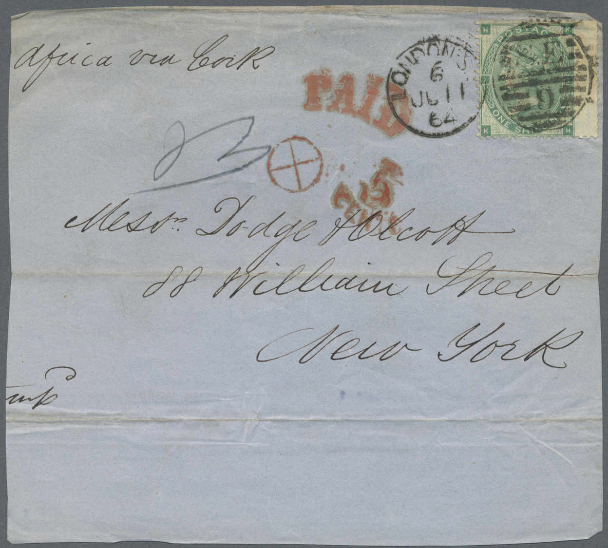 Brfst Großbritannien: 1863/1866, Assortment Of 28 Fronts/large Fragments Addressed To New York, Franked Wi - Other & Unclassified