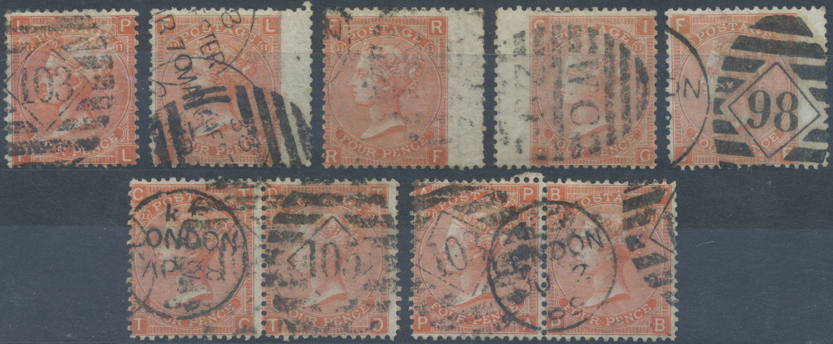 O Großbritannien: 1865/1935 (ca.), Used Assortment On Stockcards, Varied Condition, E.g. 16 Copies 4d. - Other & Unclassified