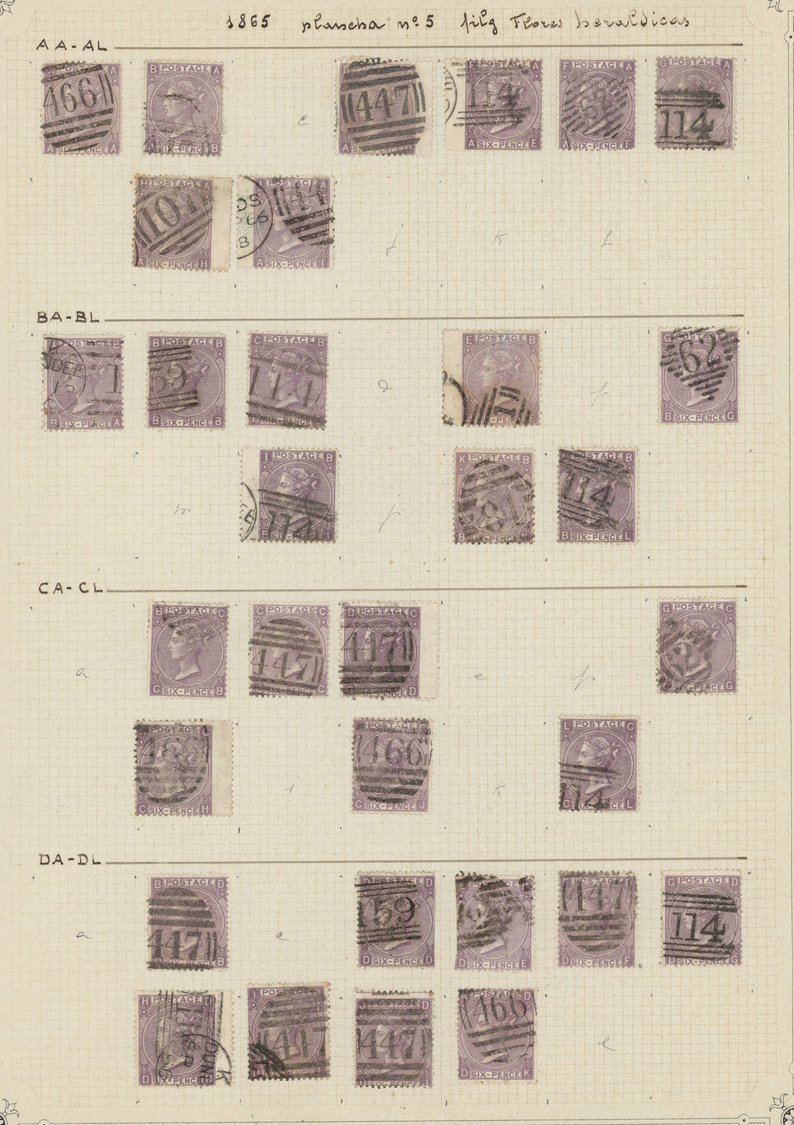 O Großbritannien: 1865/1867, 6d. Lilac, Wm Emblems (SG 96/97), Specialised Assortment Of 208 Stamps. - Andere & Zonder Classificatie