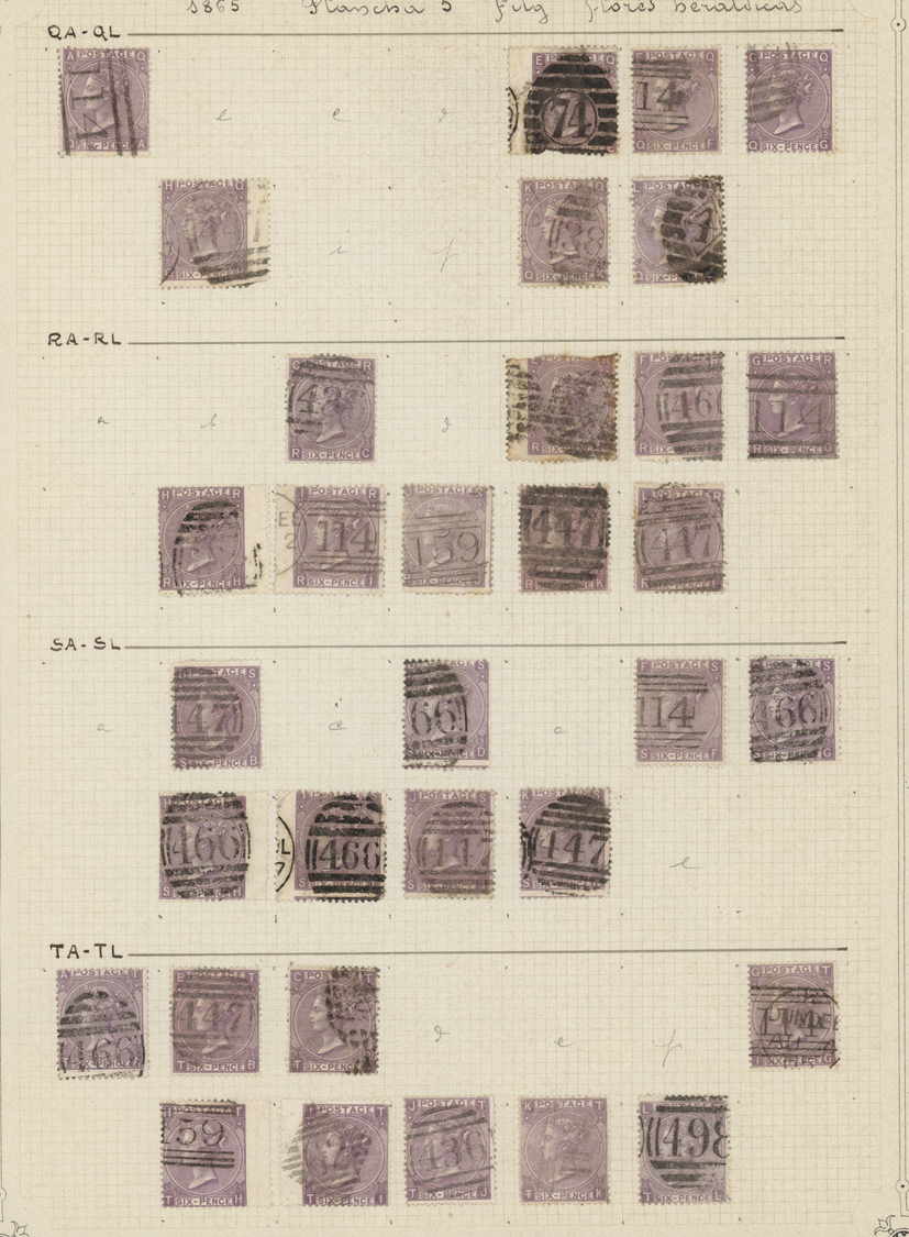 O Großbritannien: 1865/1867, 6d. Lilac, Wm Emblems (SG 96/97), Specialised Assortment Of 208 Stamps. - Andere & Zonder Classificatie