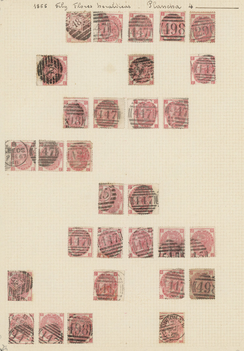 O Großbritannien: 1865, 3d. Rose, Wm Emblems (SG 92), Specialised Assortment Of 30 Stamps. - Other & Unclassified