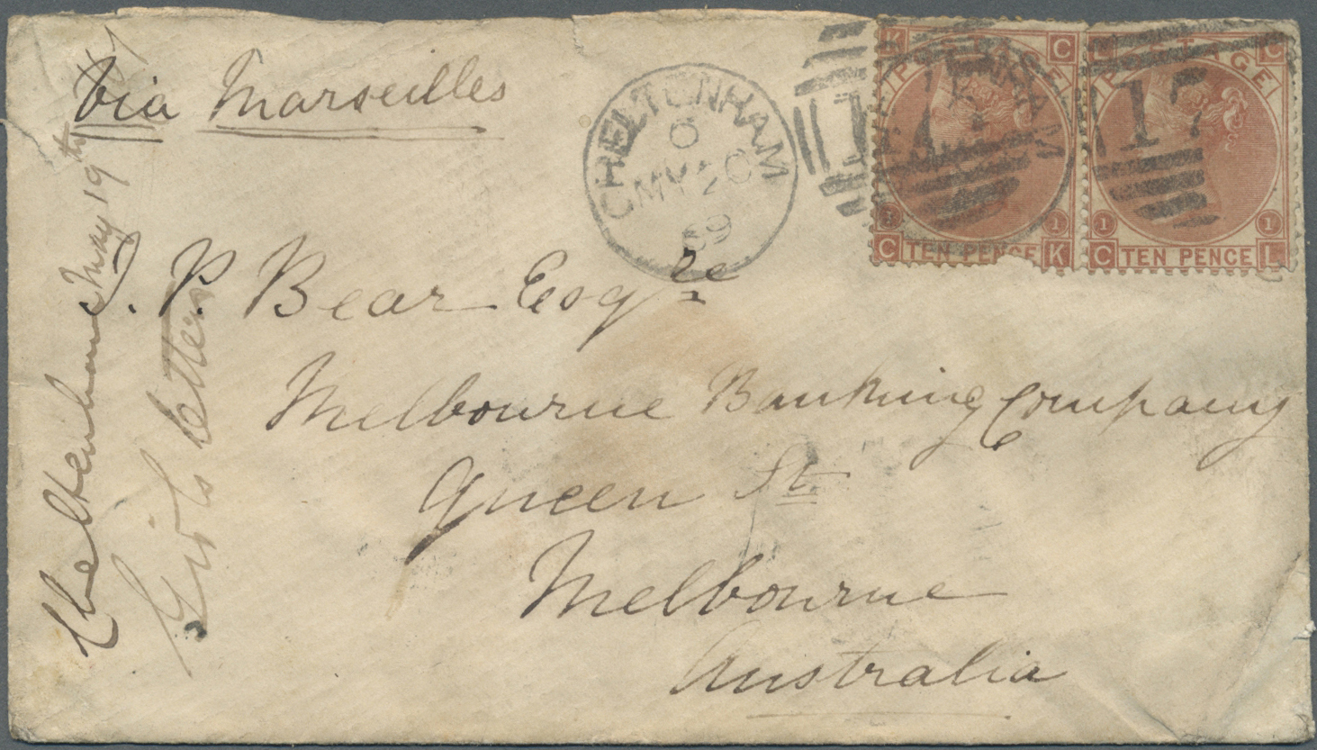 Br Großbritannien: 1866/1872 (ca.), Unusual Lot With 15 Covers Addressed To Victoria/Australia Mostly A - Other & Unclassified