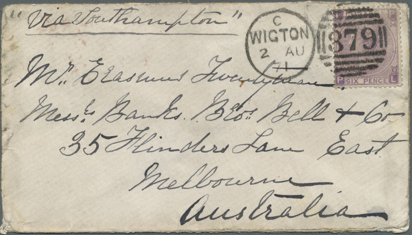 Br Großbritannien: 1866/1872 (ca.), Unusual Lot With 15 Covers Addressed To Victoria/Australia Mostly A - Other & Unclassified