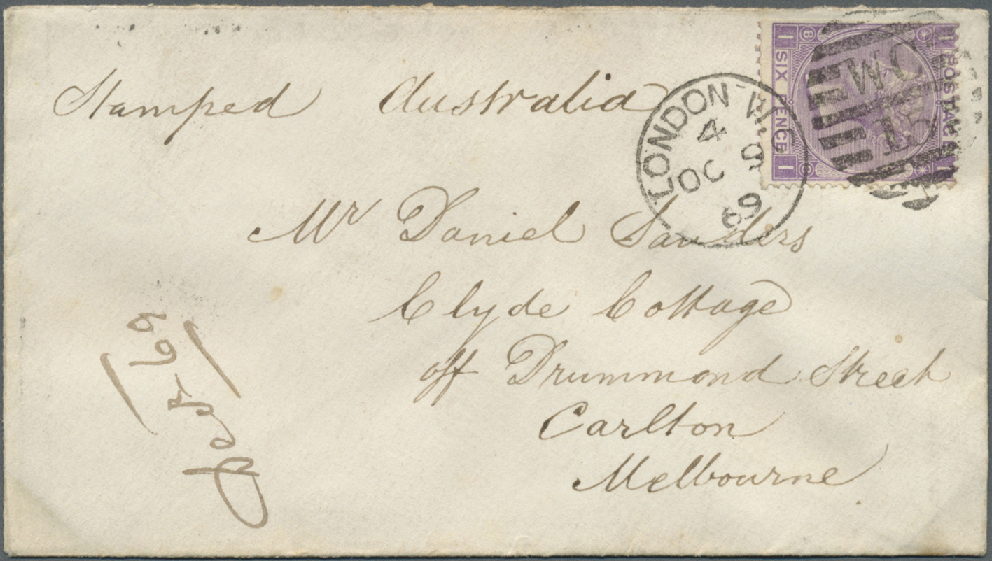 Br Großbritannien: 1866/1872 (ca.), Unusual Lot With 15 Covers Addressed To Victoria/Australia Mostly A - Andere & Zonder Classificatie