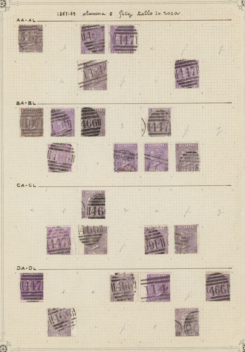 O Großbritannien: 1867/1868, 6d. Lilac/purple, Wm Spray Of Rose (SG 104/107 Ex), Specialised Assortmen - Andere & Zonder Classificatie