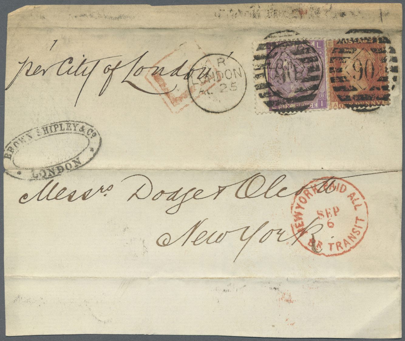 Brfst Großbritannien: 1868/1871, Assortment Of 59 Fronts/large Fragments Mainly Addressed To New York, Fra - Other & Unclassified