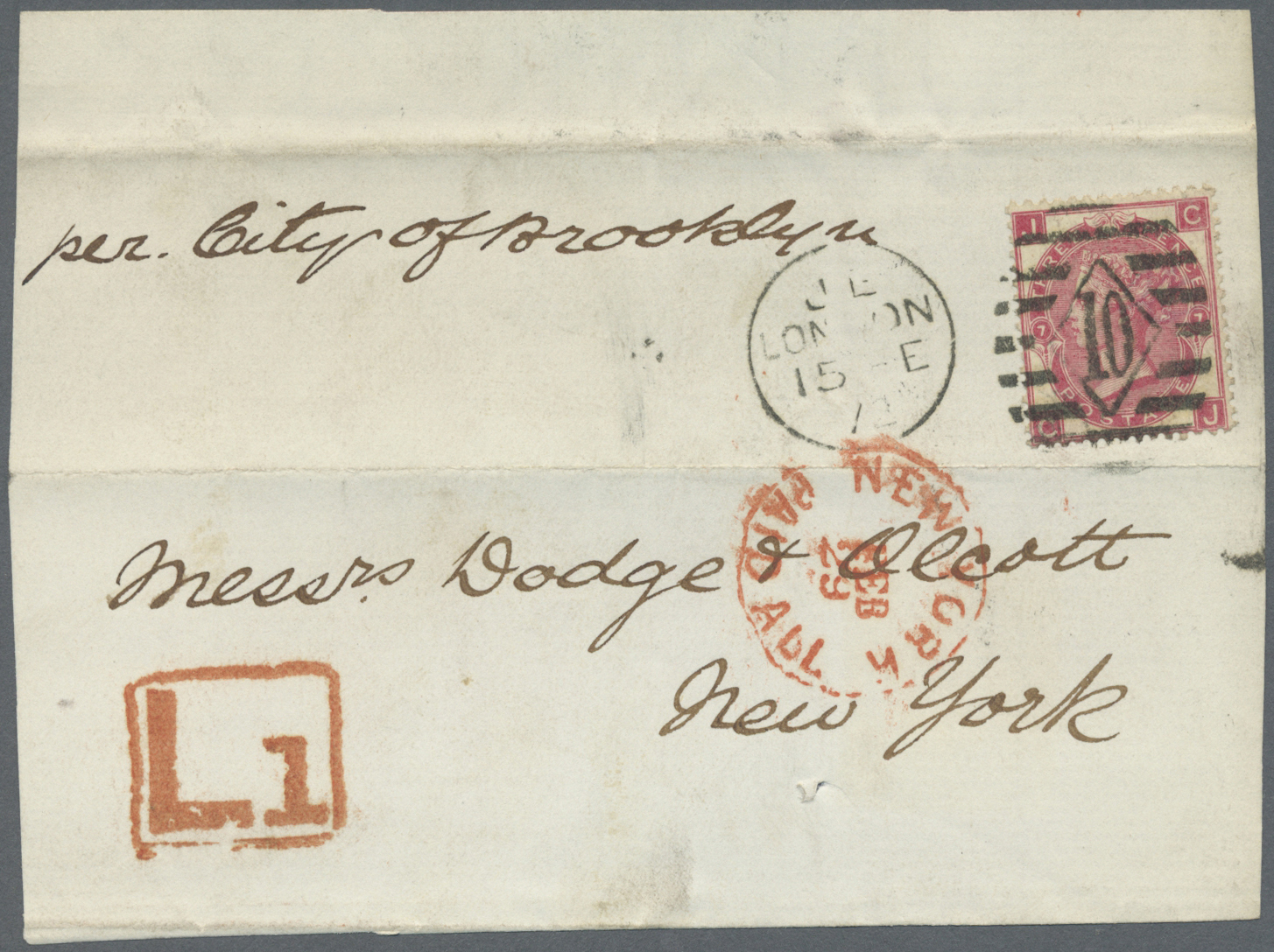 Brfst Großbritannien: 1870/1872, Assortment Of 73 Fronts Addressed To New York, Franked With 76 Copies Of - Andere & Zonder Classificatie