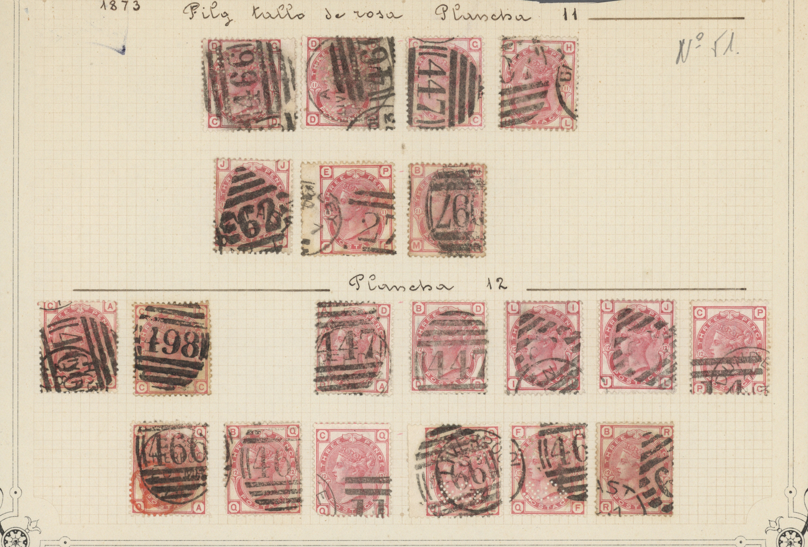 O Großbritannien: 1873/1879, 3d. Rose, Wm Spray Of Rose (SG 143/44), Specialised Assortment Of 64 Stam - Other & Unclassified