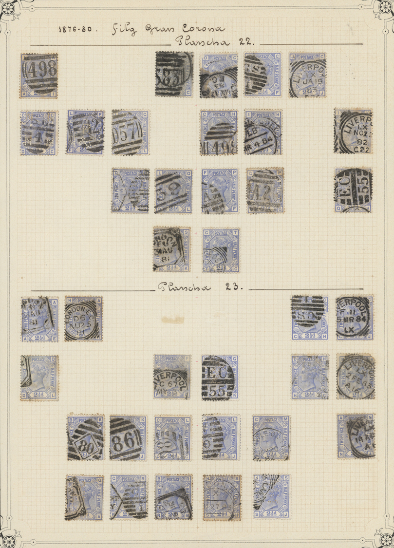 O Großbritannien: 1880/1884, Specialised Assortment Of 169 Stamps: 2½d. Blue (SG 157) 41 Copies, 1d. V - Other & Unclassified