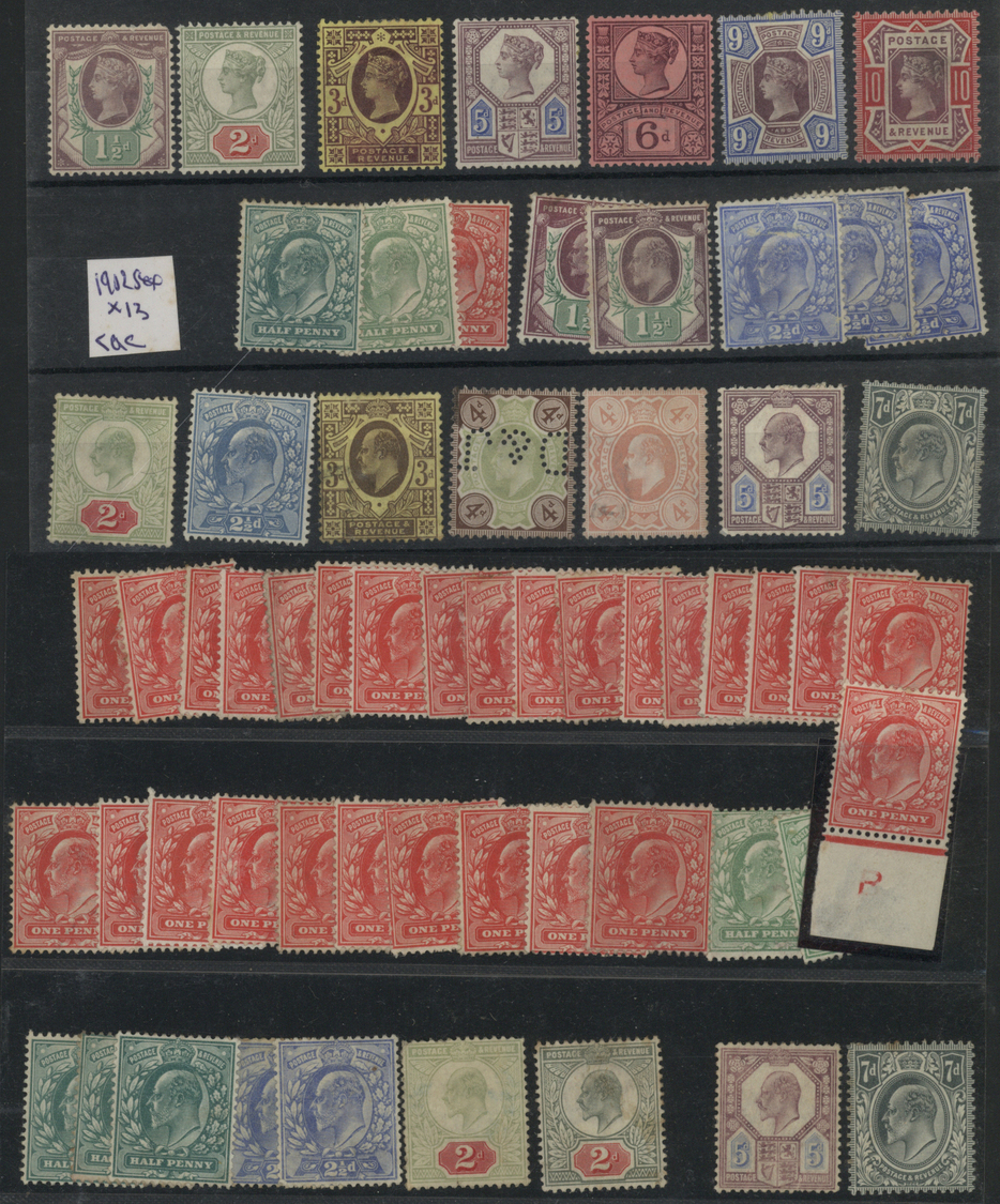 */(*) Großbritannien: 1887/1912 (ca.), Mint Accumulation Of QV And KEVII Sets Up To 1s., Varied Condition, - Other & Unclassified