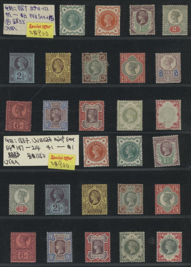 */(*) Großbritannien: 1887/1912 (ca.), mint accumulation of QV and KEVII sets up to 1s., varied condition,