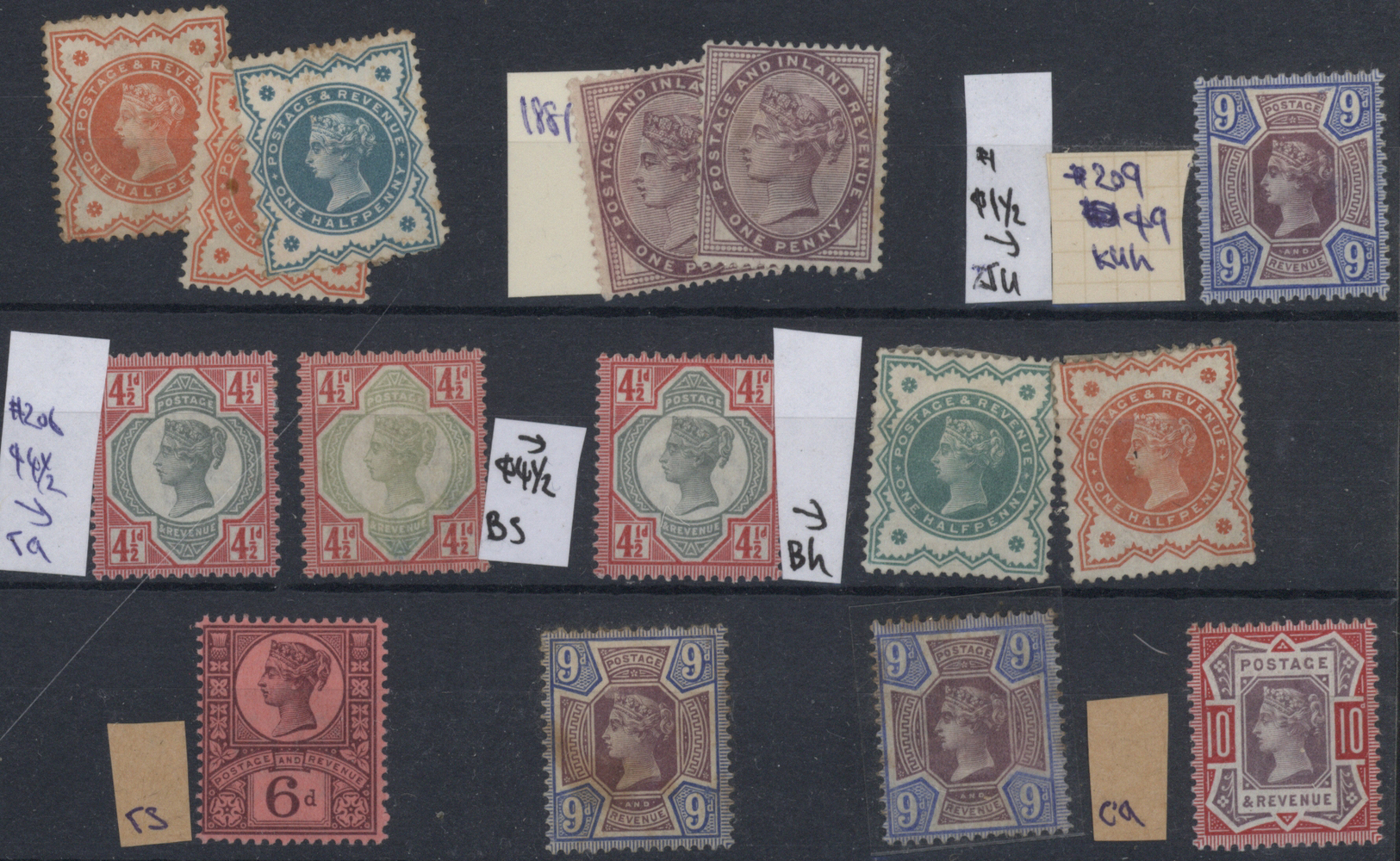 */(*) Großbritannien: 1887/1912 (ca.), mint accumulation of QV and KEVII sets up to 1s., varied condition,