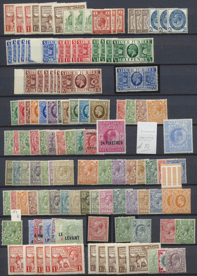 */** Großbritannien: 1902/1935 (ca.), KEVII And KGV, Mint Assortment On Stocksheet, Incl. KEVII 10s. And - Altri & Non Classificati