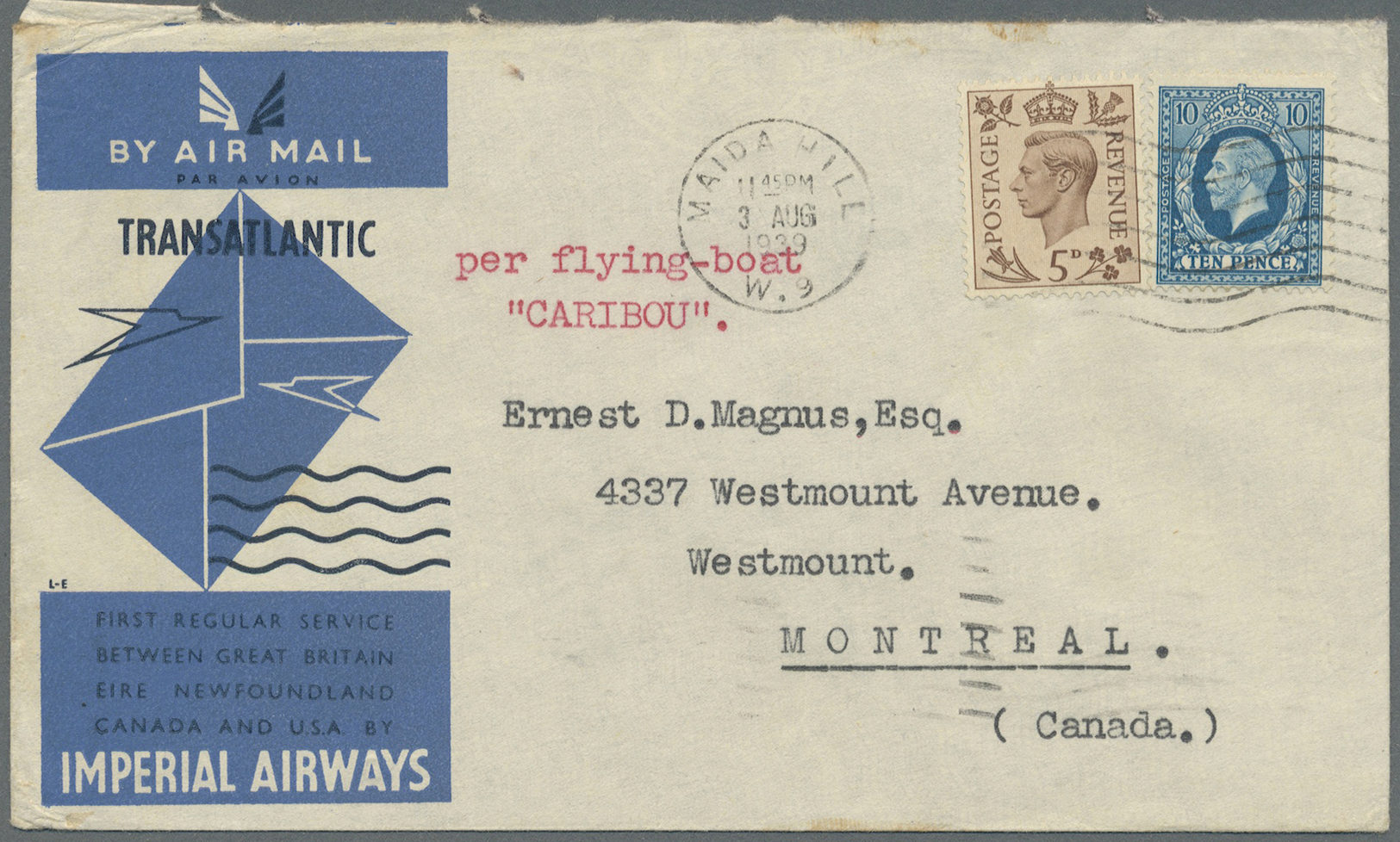 Br/GA Großbritannien: 1911 From, Attractive Lot Of 49 Items "AIRMAIL", First And Foremost Pre WWII Covers - Andere & Zonder Classificatie