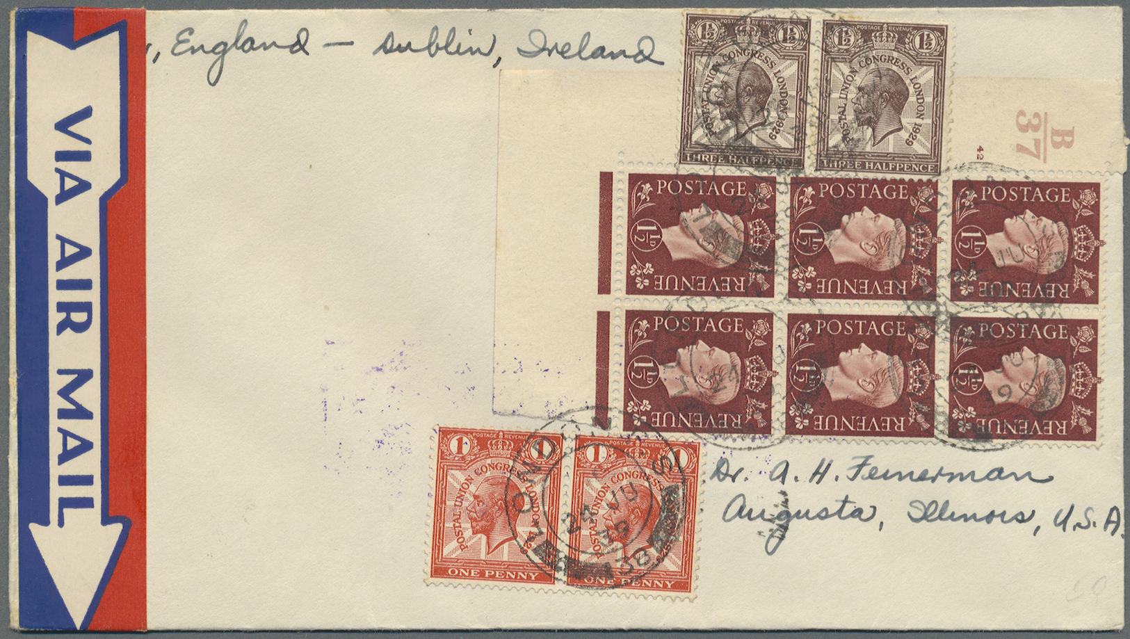 Br/GA Großbritannien: 1911 From, Attractive Lot Of 49 Items "AIRMAIL", First And Foremost Pre WWII Covers - Andere & Zonder Classificatie