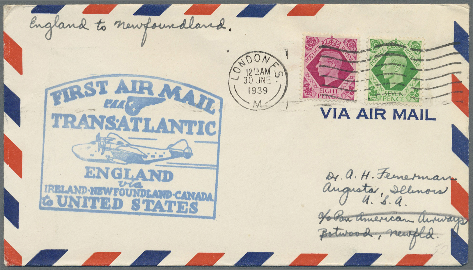 Br/GA Großbritannien: 1911 from, attractive lot of 49 items "AIRMAIL", first and foremost pre WWII covers