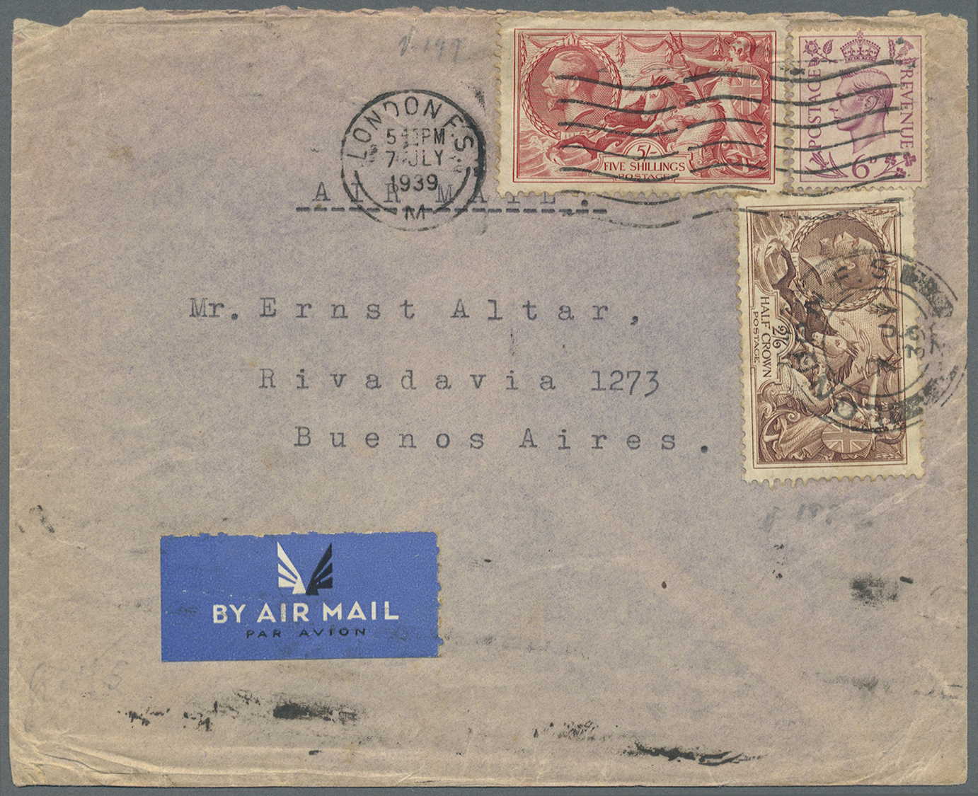 Br Großbritannien: 1933/1943, AIRMAIL TO AMERICA, Lot Of 9 Airmail Covers To USA Incl. Hawaii, Bermudas - Other & Unclassified