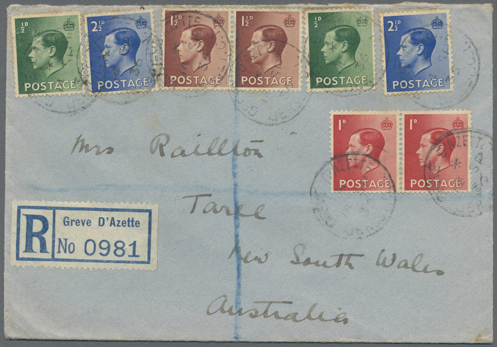Br Großbritannien: 1936/1942, EDWARD VIII, Lot Of 18 Covers/cards, Mainly Airmail To Overseas, One F.d. - Andere & Zonder Classificatie