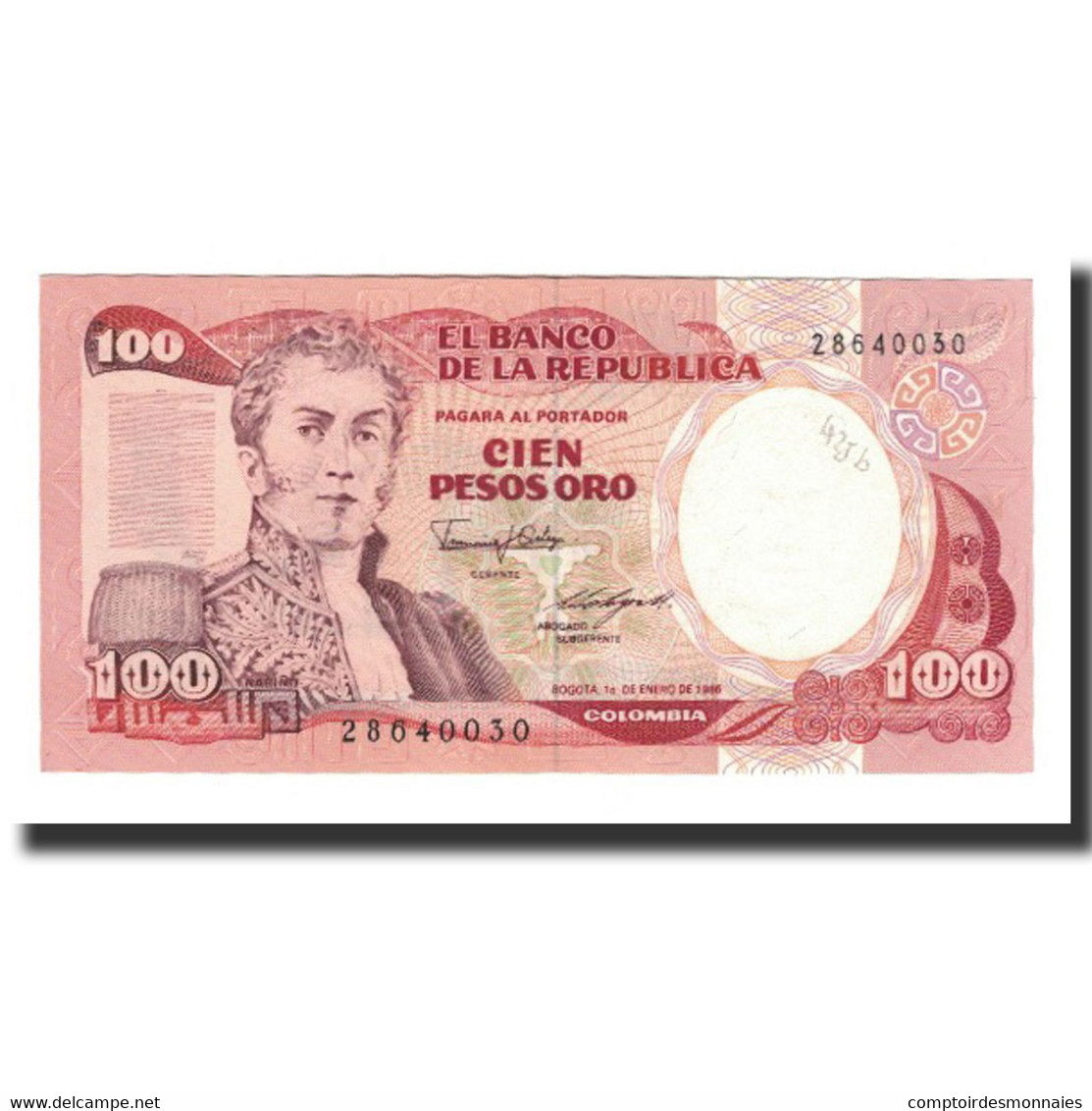 Billet, Colombie, 100 Pesos Oro, 1986-01-01, KM:426b, NEUF - Kolumbien