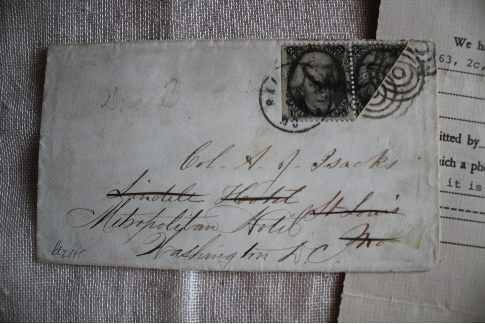 Timbres Oblitération U.S.A 1863 Enveloppe Timbré  2c , Black, Scott 73 Et 73a - Autres - Amérique