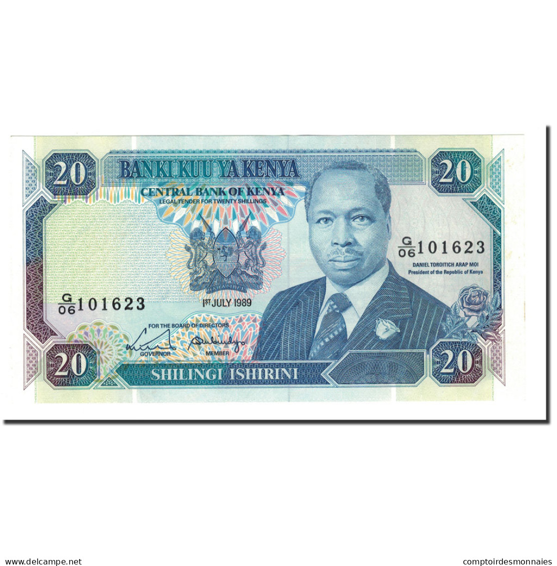 Billet, Kenya, 20 Shillings, 1989, 1989-07-01, KM:25b, NEUF - Kenia