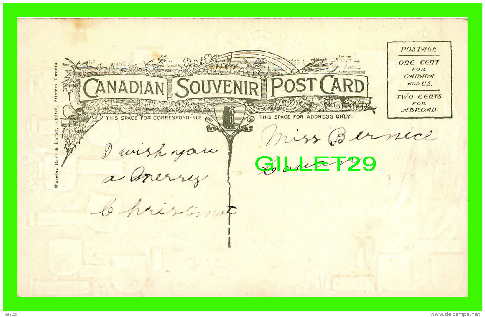LENNOXVILLE, QUÉBEC - COLLEGE STREET -  CANADIAN SOUVENIR POST CARD - WRITTEN - WARWICK BRO'S & RUTTER - - Sherbrooke