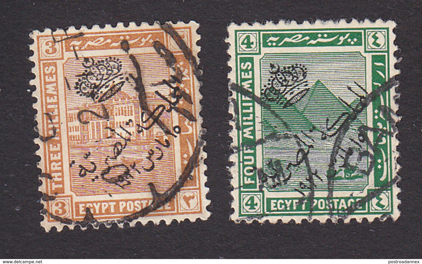 Egypt, Scott #80-81, Used, Ras-el-Tin Palace And Giza Pyramids Overprinted, Issued 1922 - Used Stamps