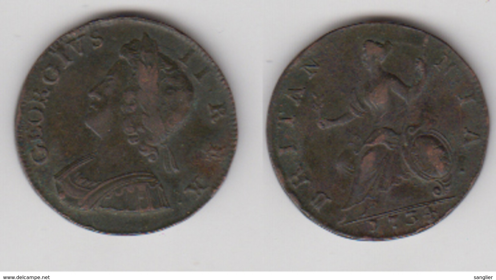 DEMI PENNY - ROYAUME UNIS - GEORGIUS II REX - 1734 - Autres & Non Classés