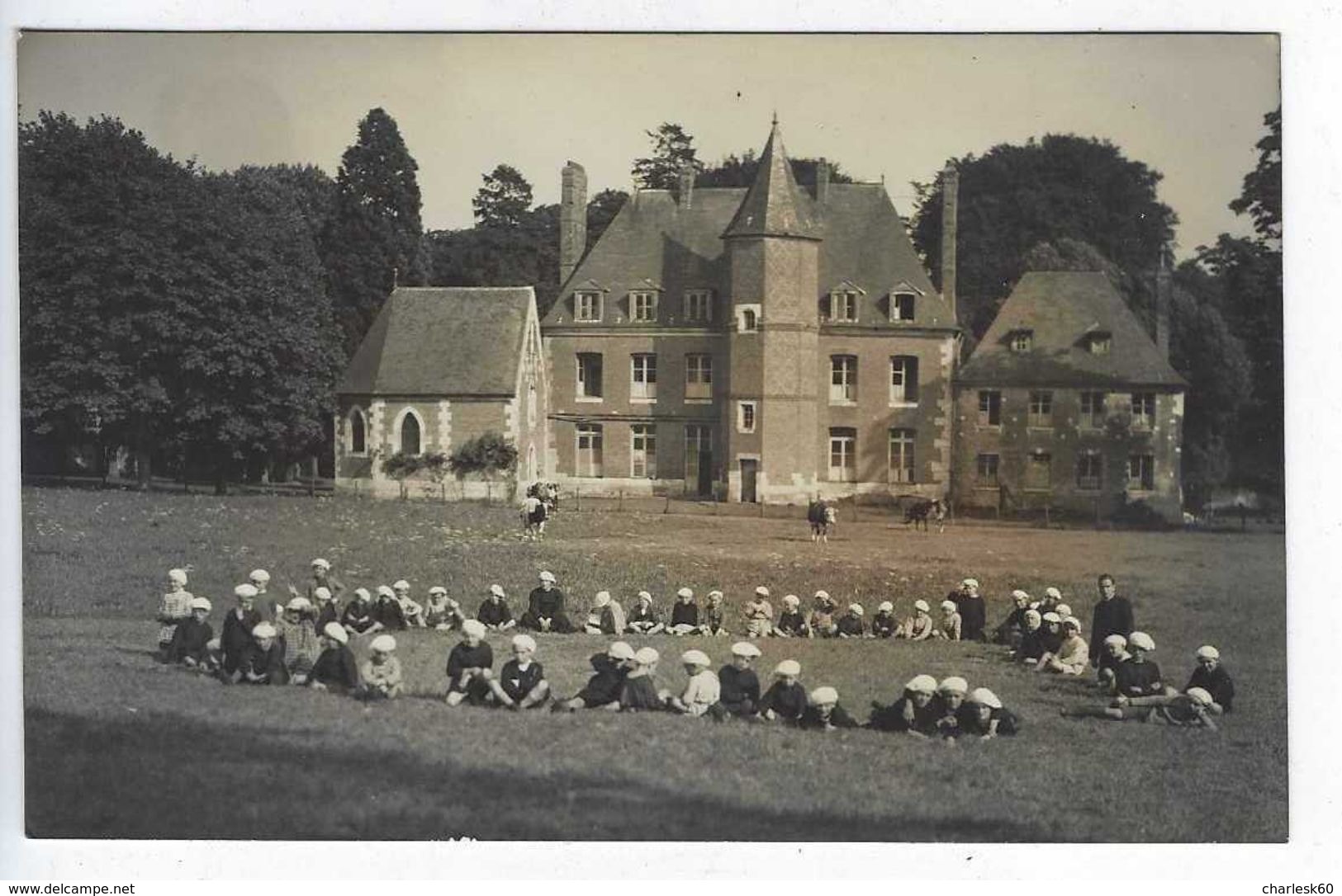 CPA Carte Photo Normandie Colonie De Vacances Août Septembre 1932 Château Des Aleurs Eslette - Maromme