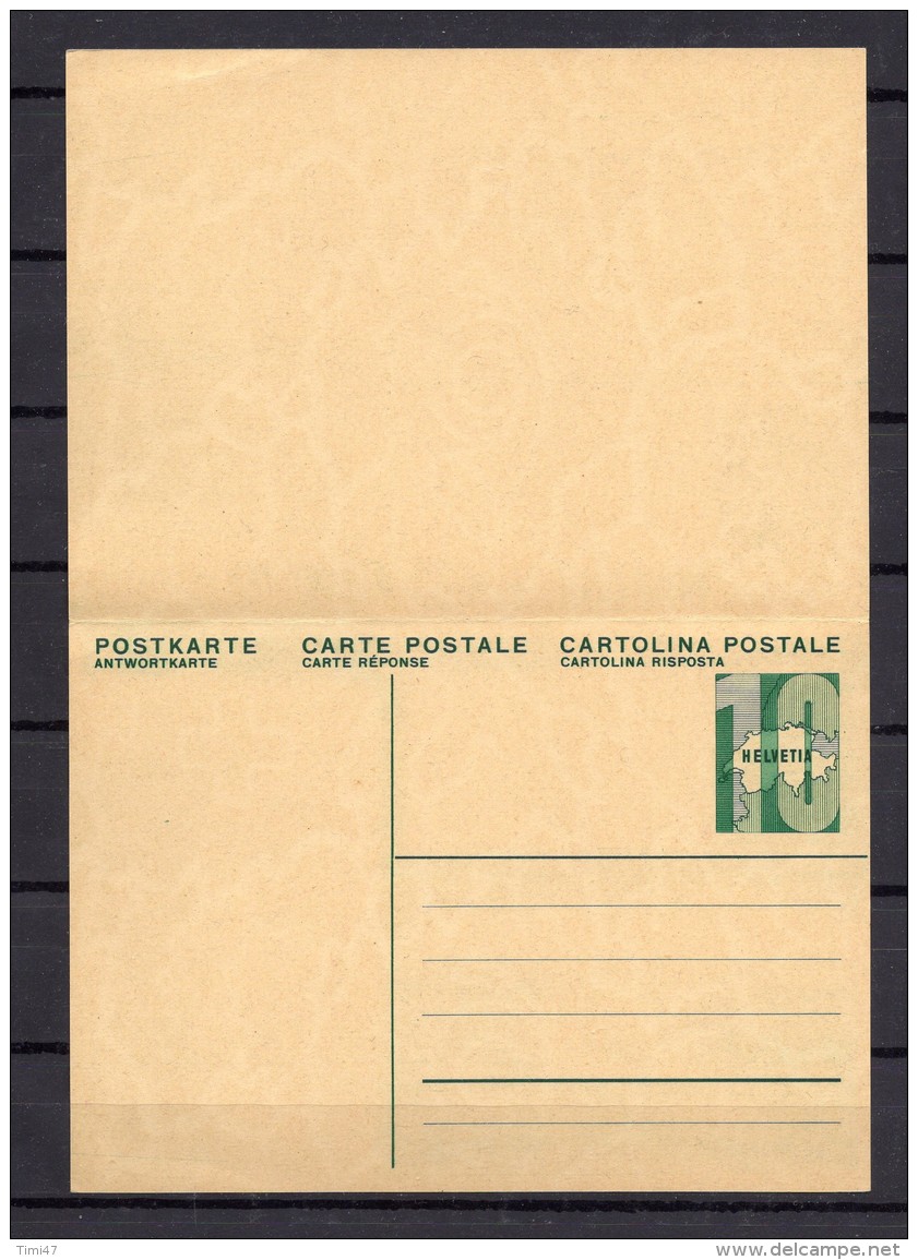 SUISSE Entier  Carte Postale Avec Carte Pour Réponse Payée  10c Vert Neuve XX - Stamped Stationery