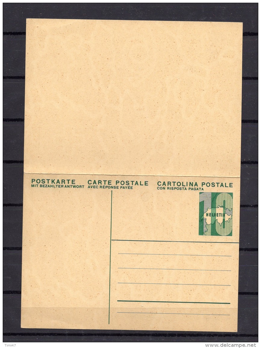 SUISSE Entier  Carte Postale Avec Carte Pour Réponse Payée  10c Vert Neuve XX - Stamped Stationery