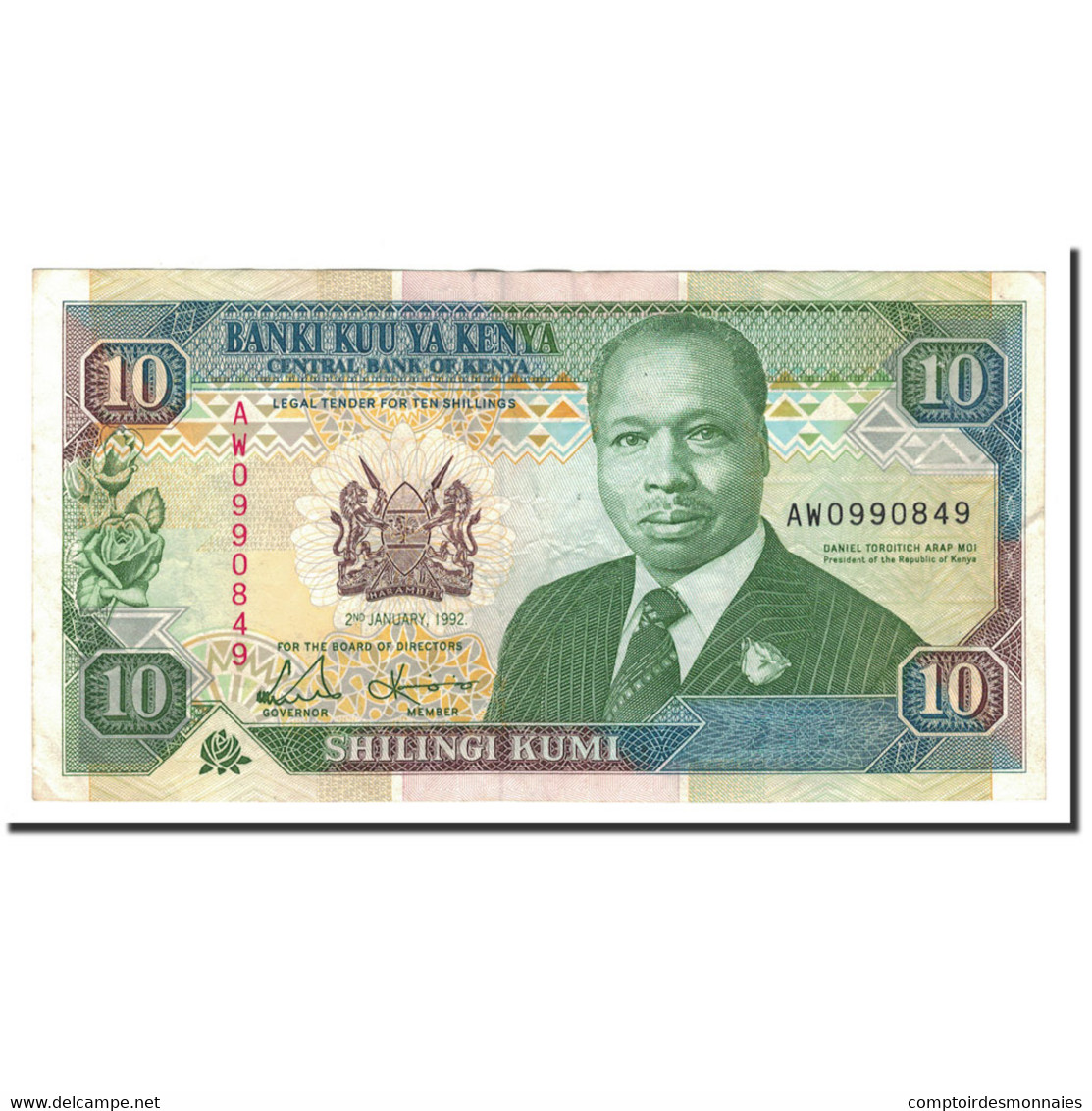 Billet, Kenya, 10 Shillings, 1992, 1992-01-02, KM:24d, SPL - Kenia