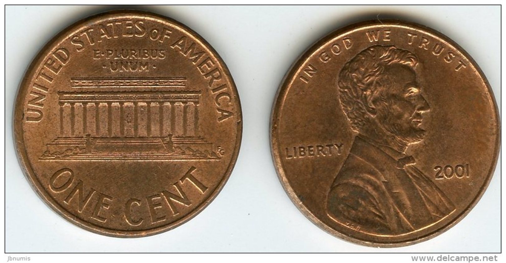 Etats-Unis USA 1 Cent 2001 KM 201b - 1959-…: Lincoln, Memorial Reverse