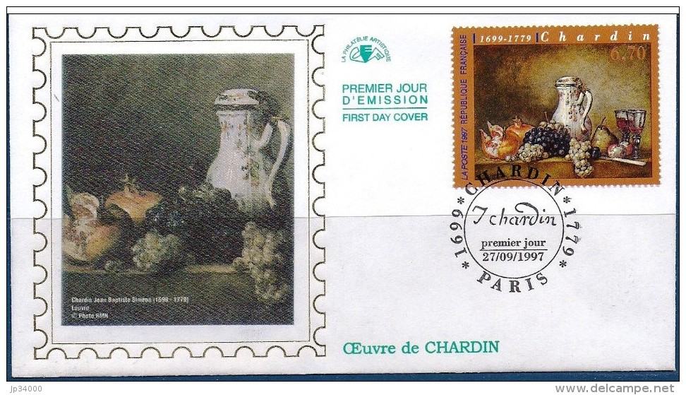 FRANCE Peinture, Beaux Arts  Yvert N° 3105 Enveloppe 1° Jour Sur Soie (FDC) 27/09/1997. CHARDIN - Sonstige & Ohne Zuordnung