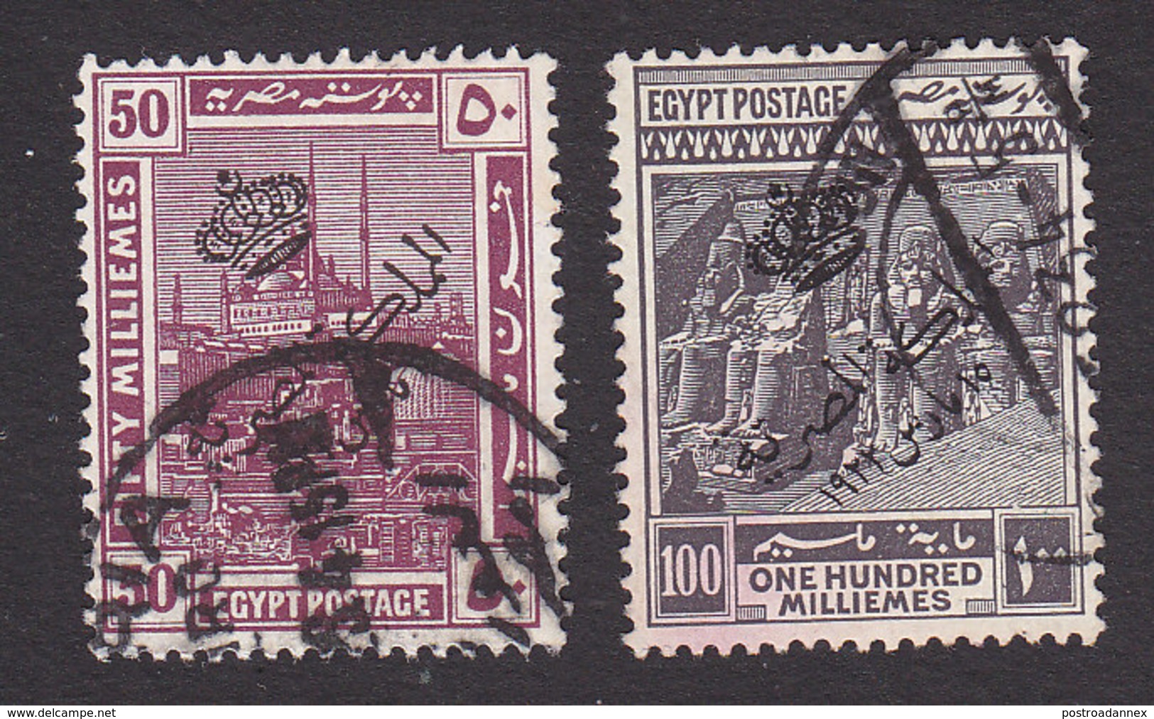 Egypt, Scott #87-88, Used, Citadel At Cairo, Rock Temple Of Abu Simbel Overprinted, Issued 1922 - Used Stamps