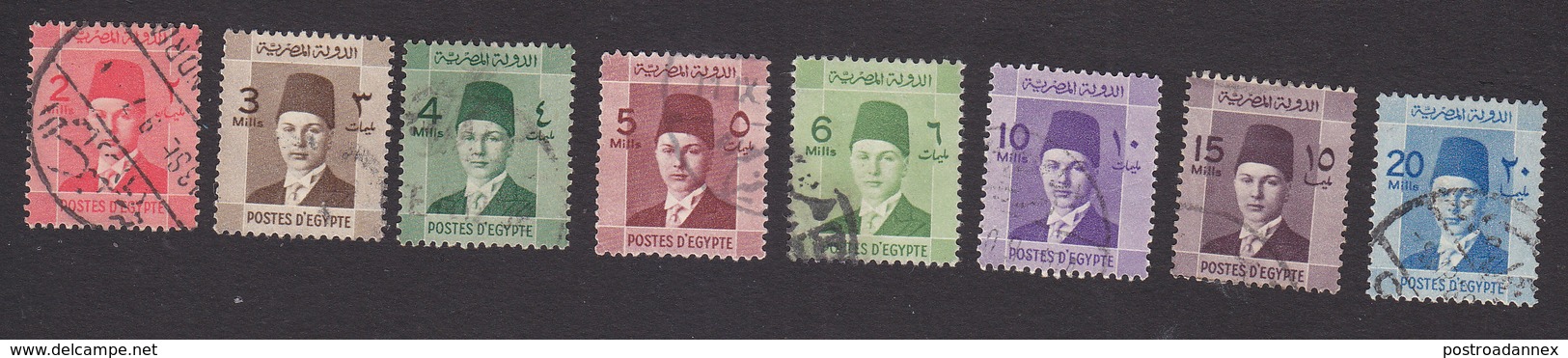 Egypt, Scott #207-212, 214-215, Used, King Fuad, Issued 1937 - Used Stamps