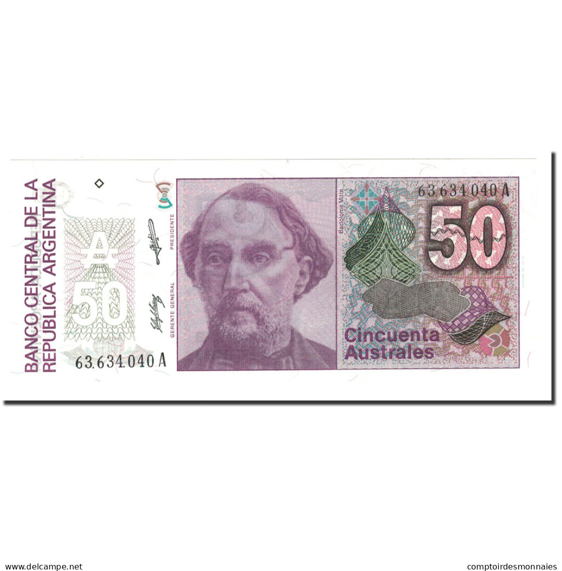 Billet, Argentine, 50 Australes, Undated (1986-89), KM:326b, NEUF - Argentine