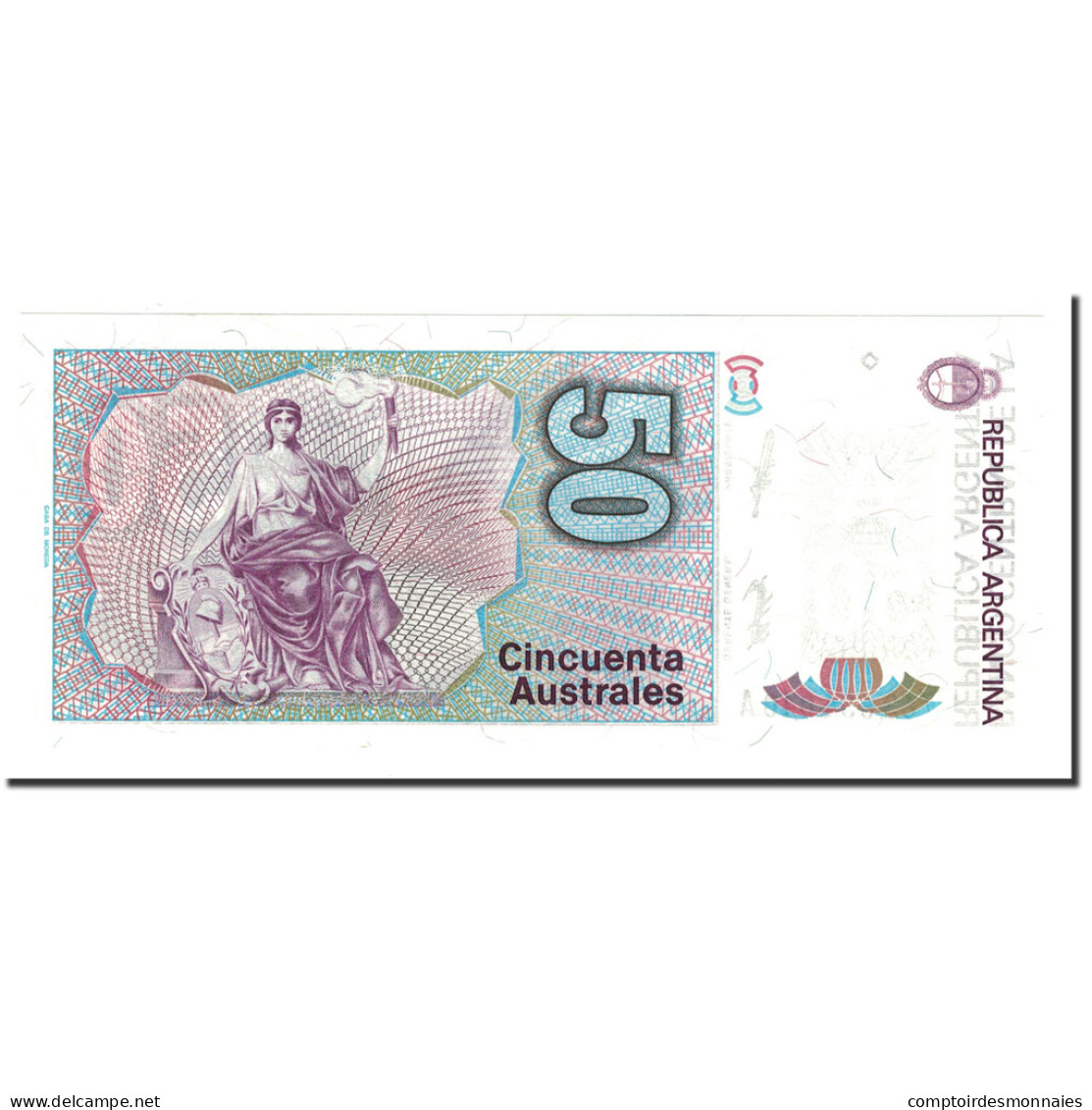 Billet, Argentine, 50 Australes, Undated (1986-89), KM:326b, NEUF - Argentine