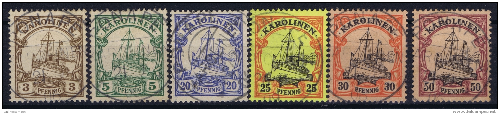 Deutsch Karolinen Mi Nr 7 - 14 Part Set All Signed Cancel PONAPE  30 Pf Has A Small Thin - Islas Carolinas